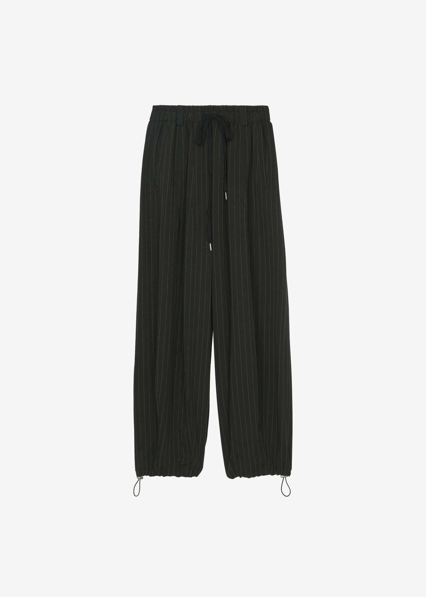 Rilton Drawstring Pants - Black/White Pinstripe