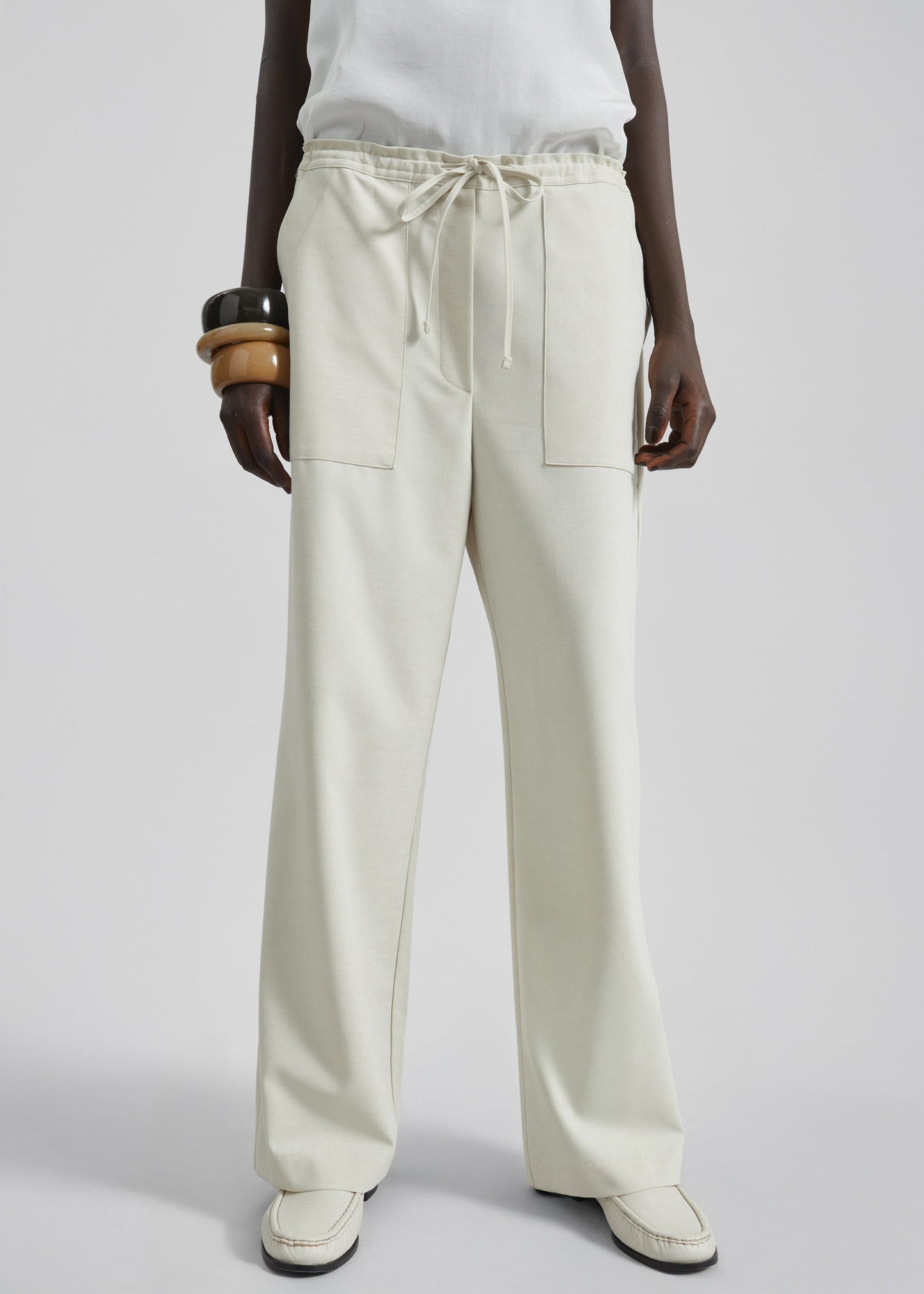 Ronne Straight Trousers - Cream