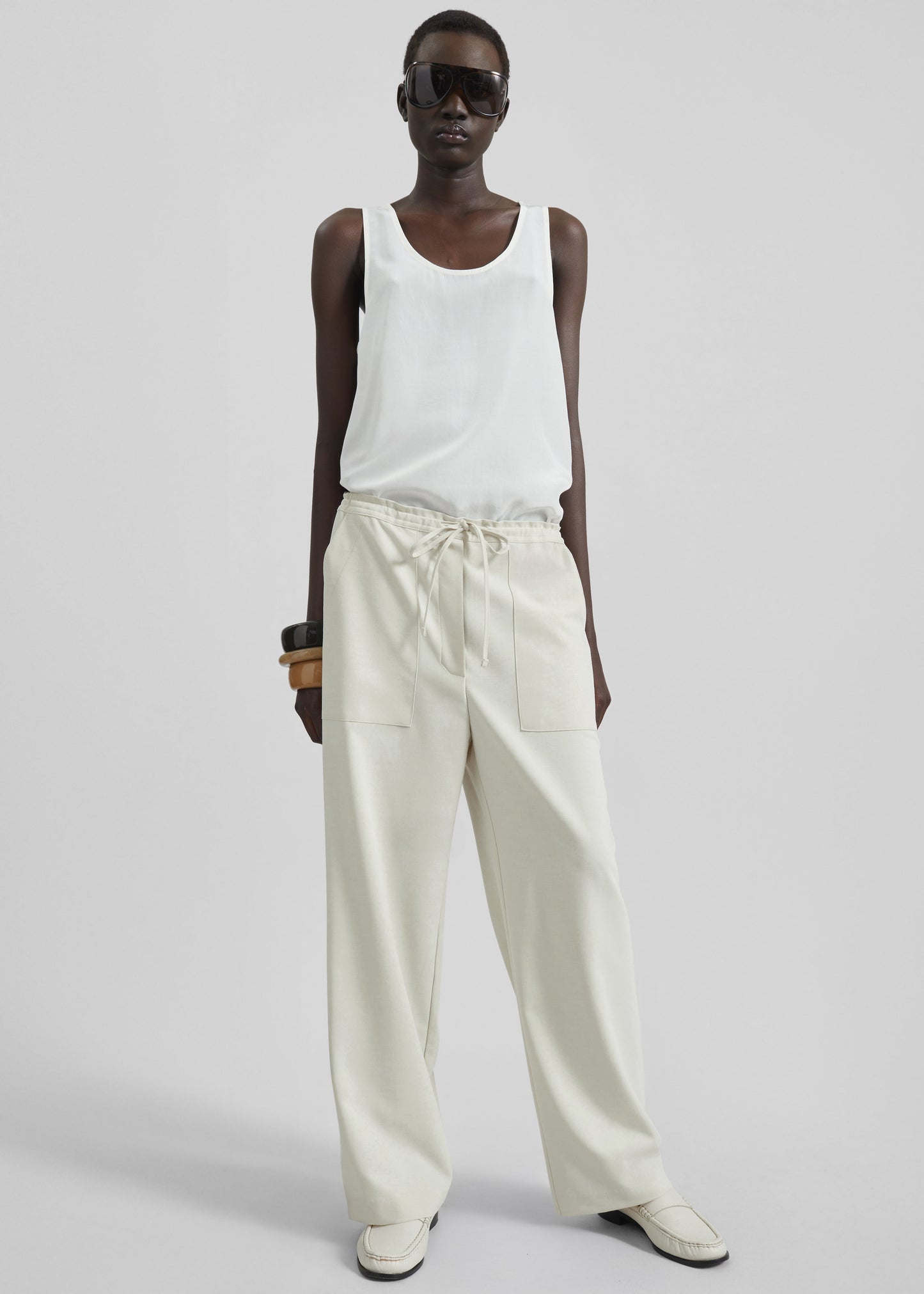 Ronne Straight Trousers - Cream