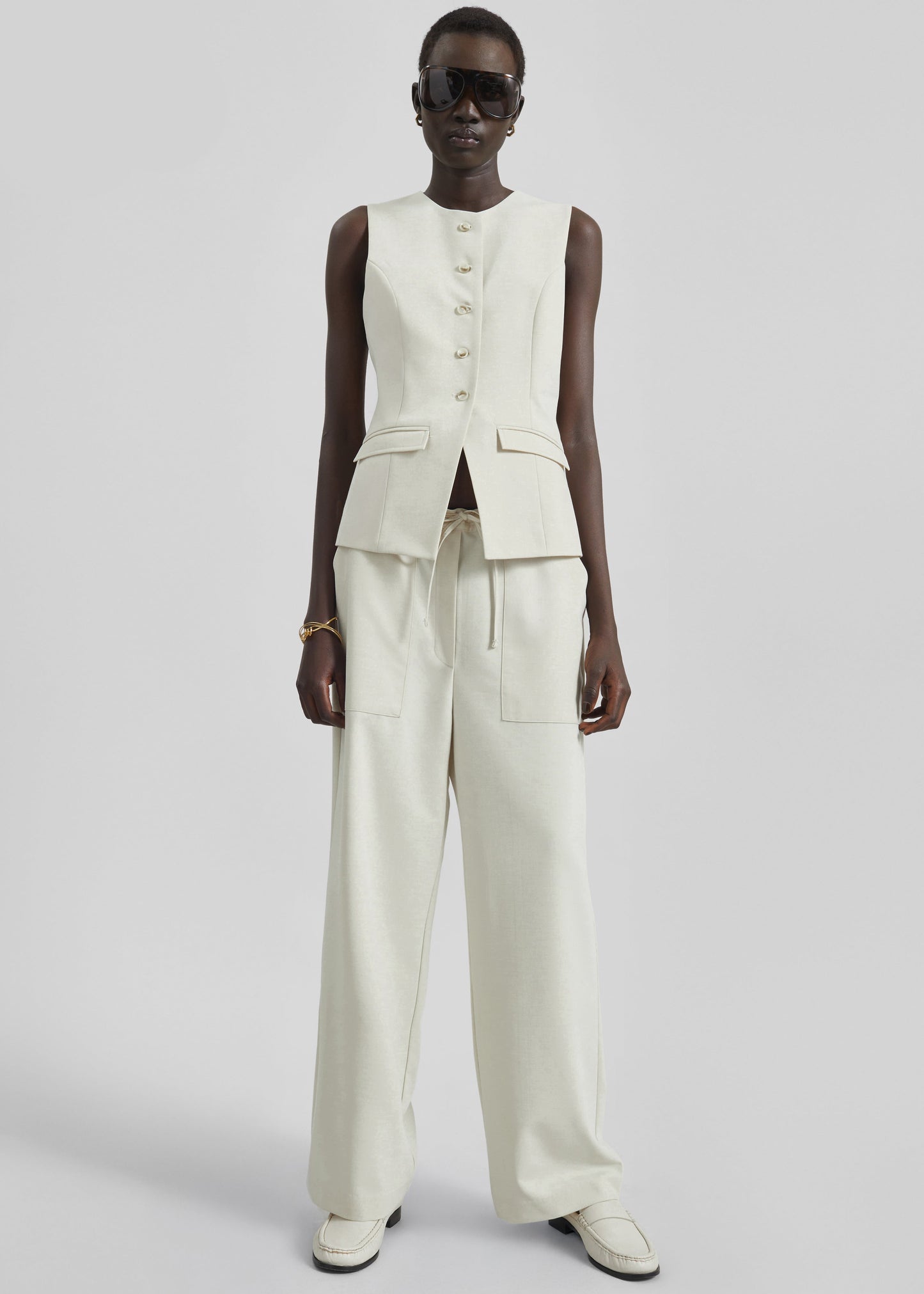 Ronne Straight Trousers - Cream