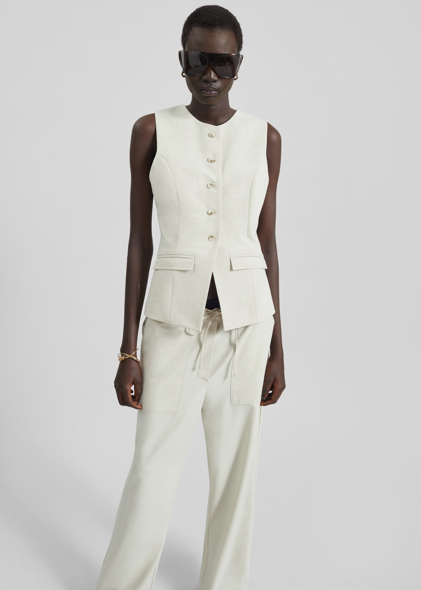 Ronne Straight Trousers - Cream