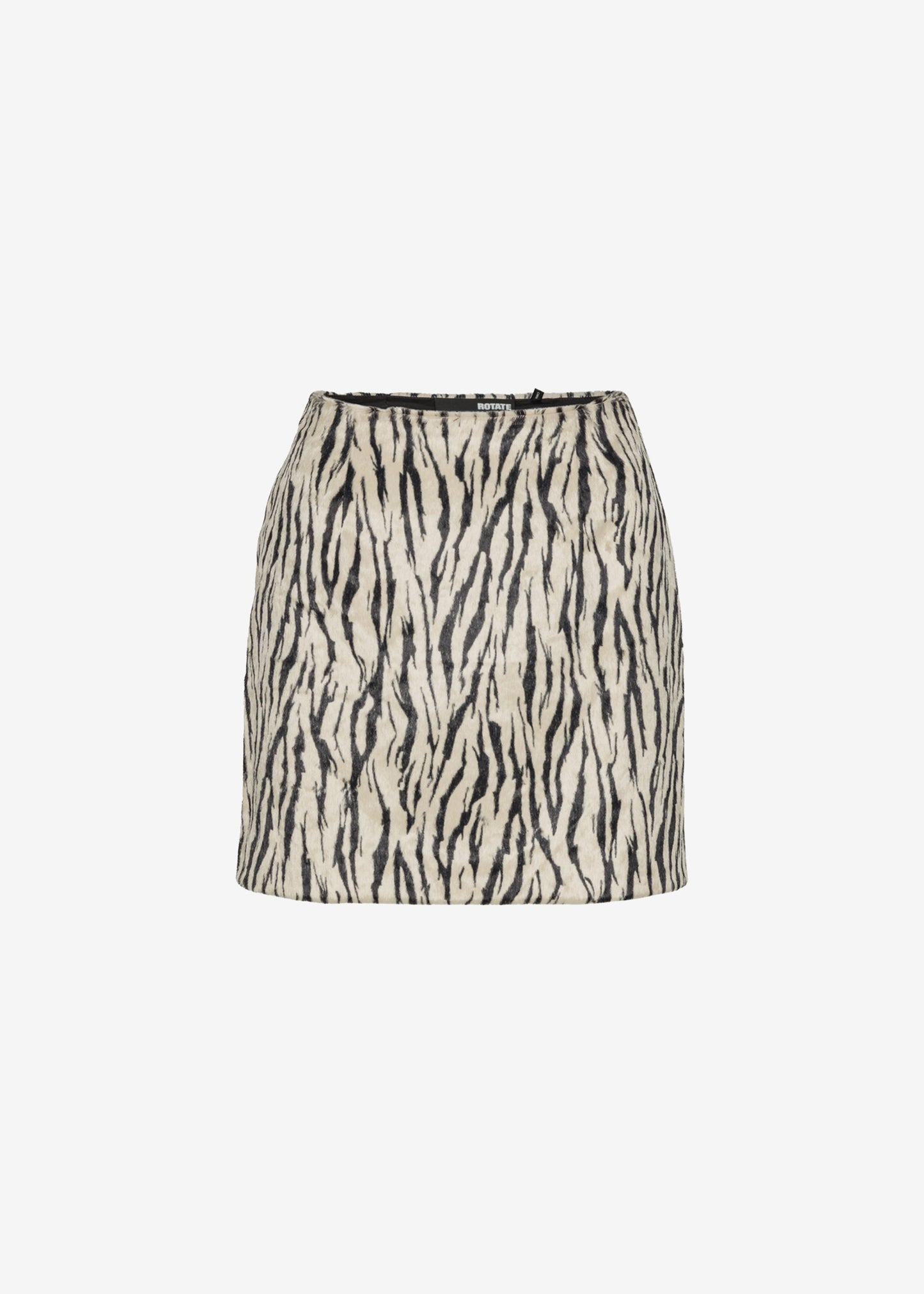 Rotate Printed Faux Fur Skirt - Egret Comb