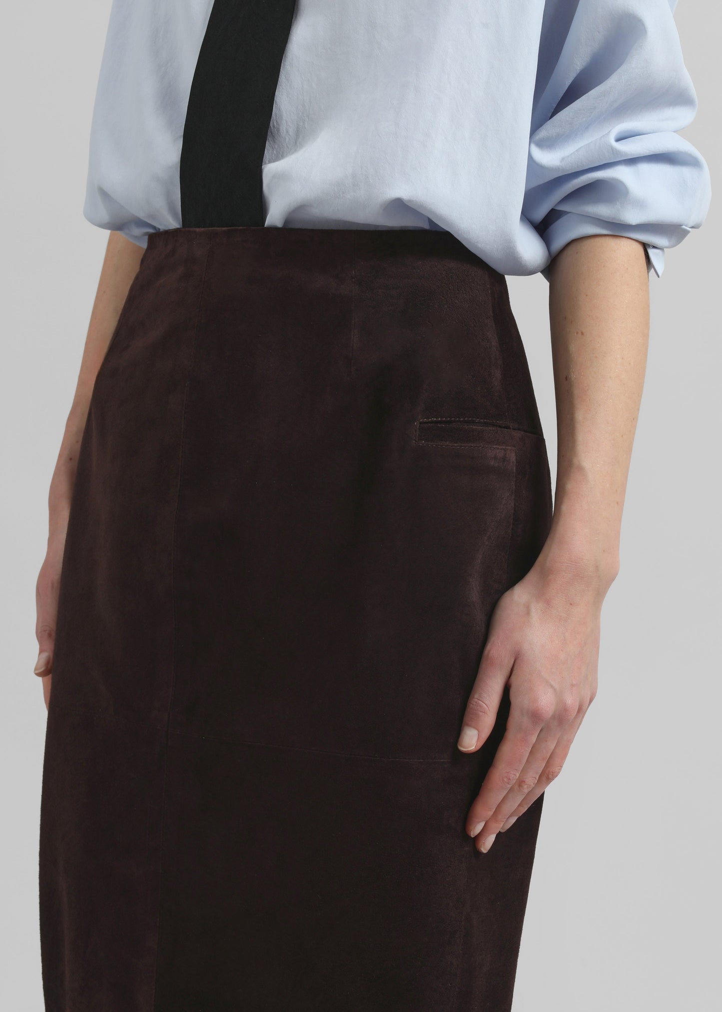 Salnor Suede Midi Skirt - Dark Brown
