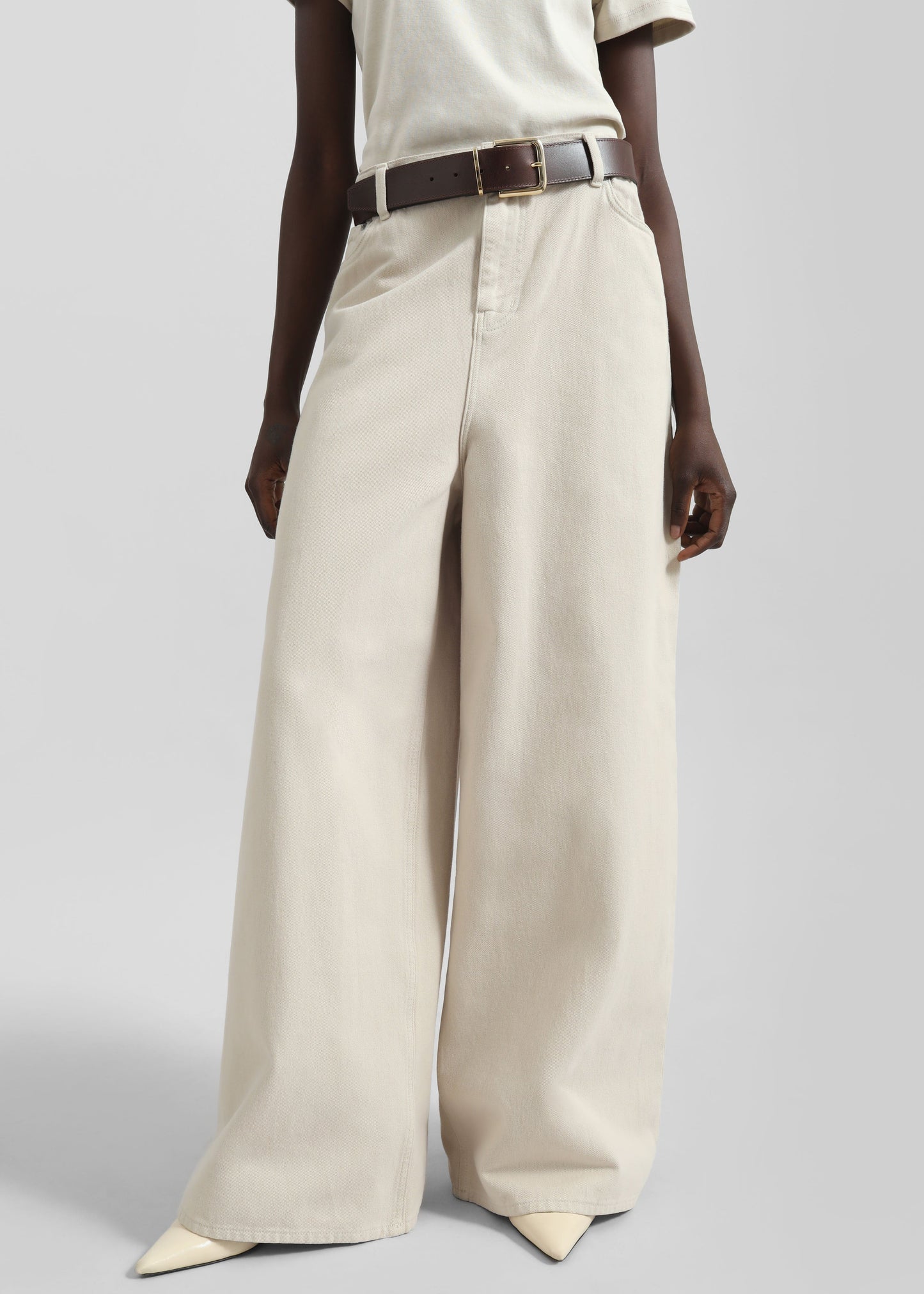 Sasha Wide Leg Jeans - Sand