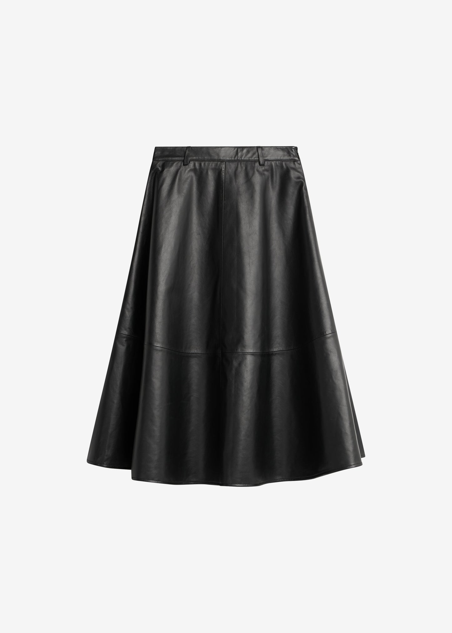 Savil Leather Midi Skirt - Black