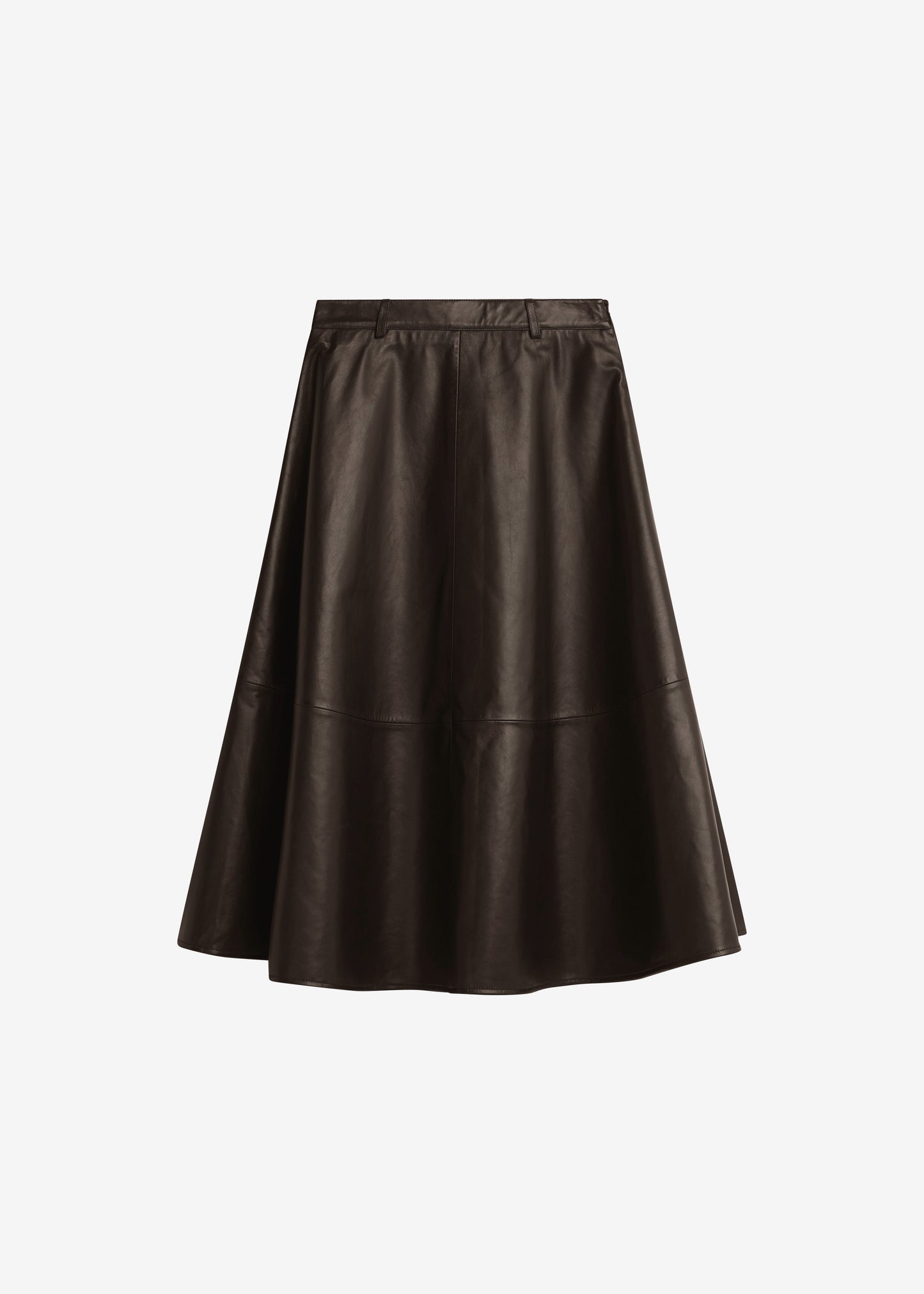 Savil Leather Midi Skirt - Dark Brown