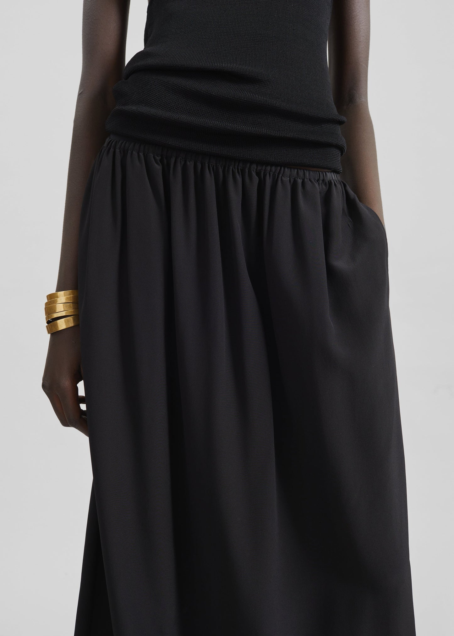 Sibena Silk Maxi Skirt - Black