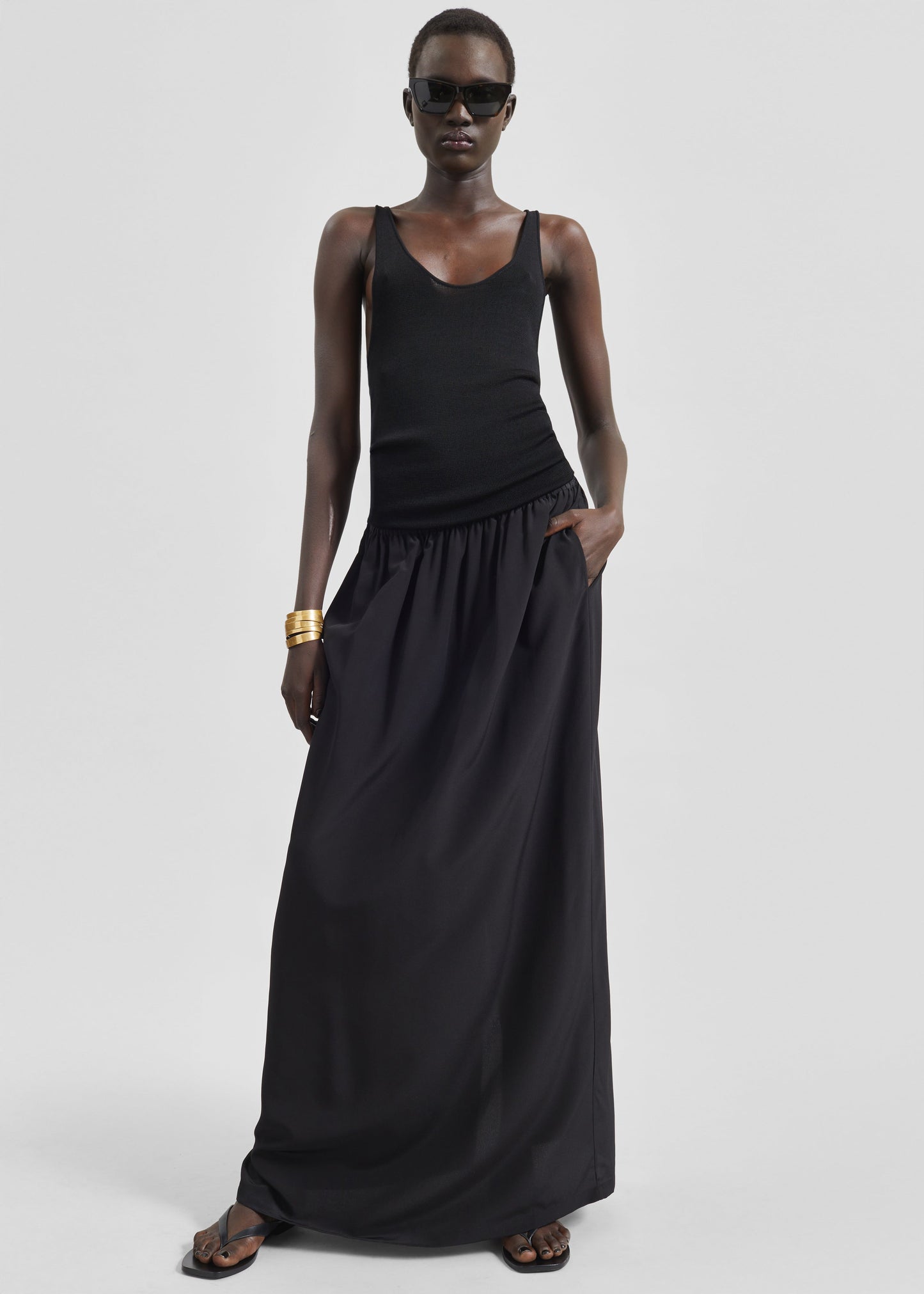 Sibena Silk Maxi Skirt - Black