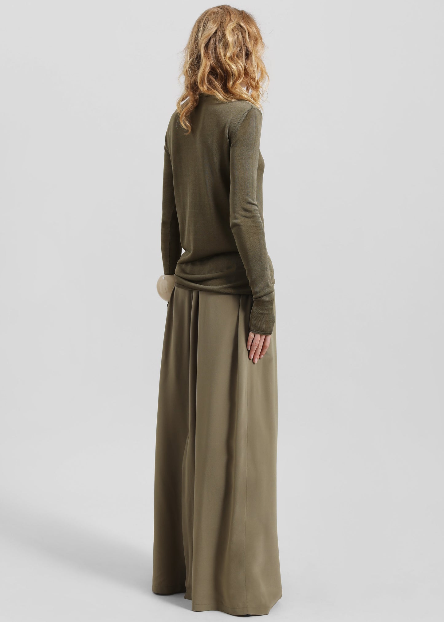 Sibena Silk Maxi Skirt - Khaki