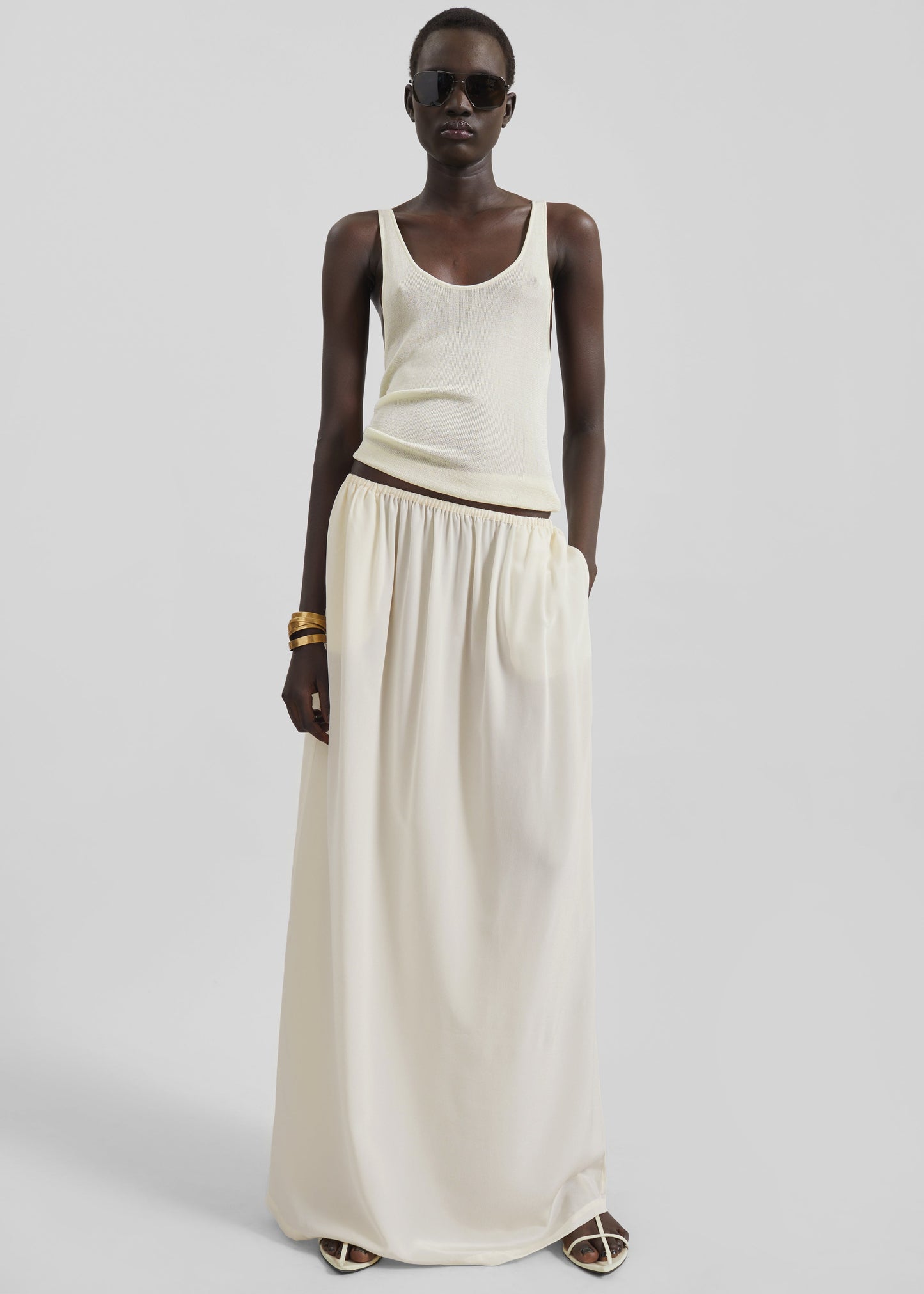 Sibena Silk Maxi Skirt - Pale Yellow