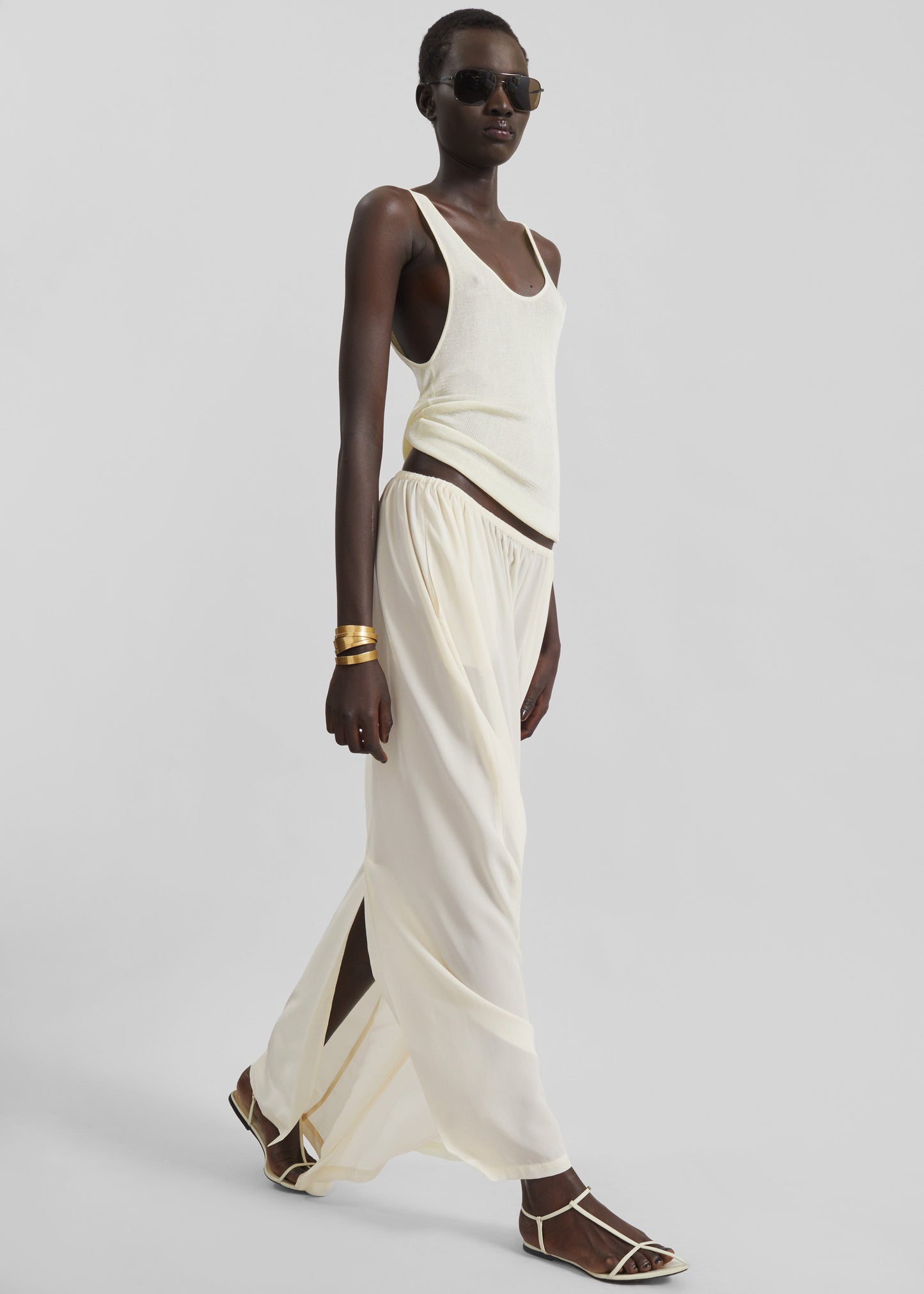 Sibena Silk Maxi Skirt - Pale Yellow