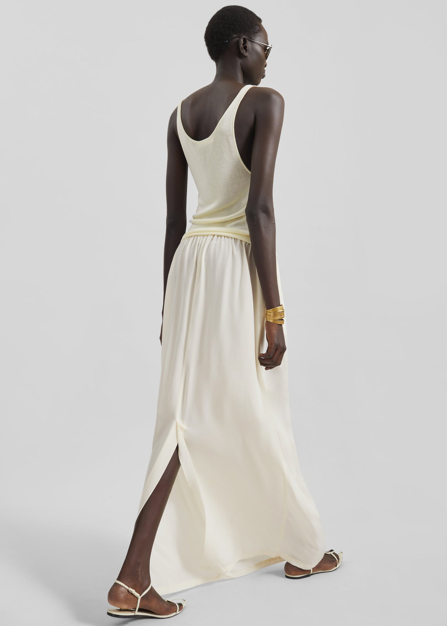 Sibena Silk Maxi Skirt - Pale Yellow