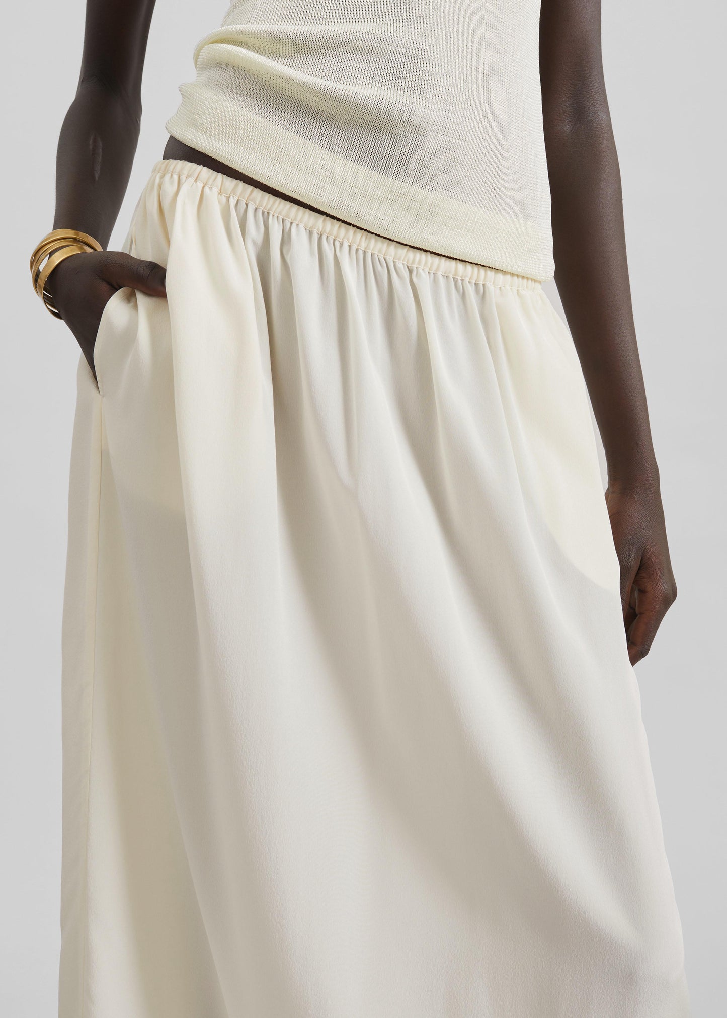 Sibena Silk Maxi Skirt - Pale Yellow