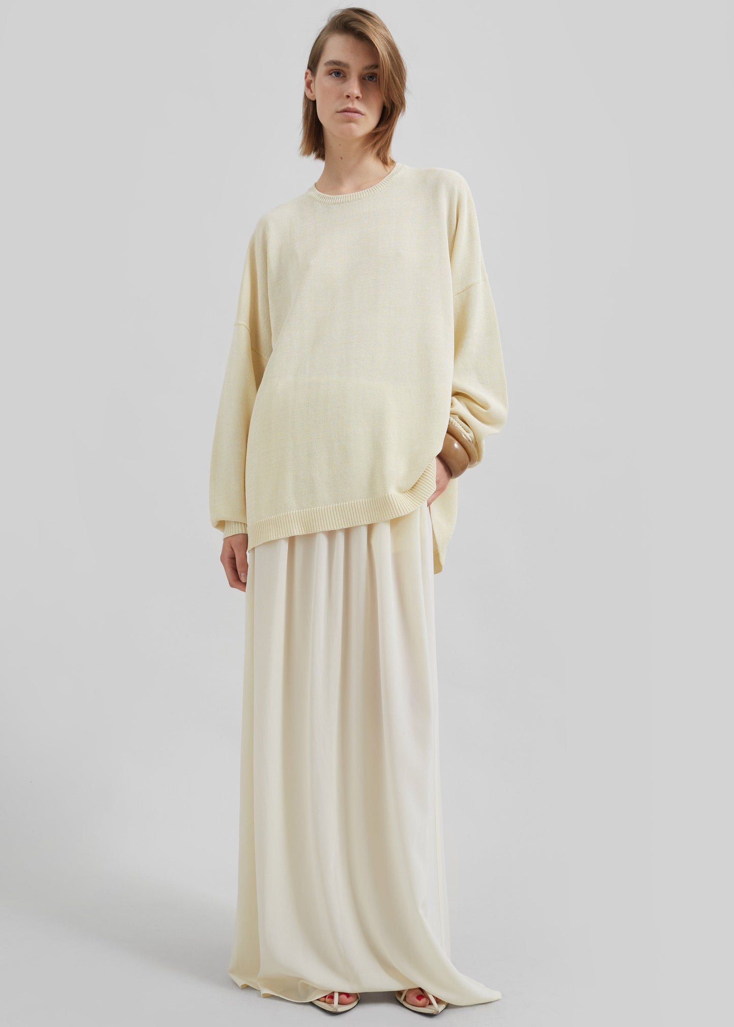 Sibena Silk Maxi Skirt - Pale Yellow