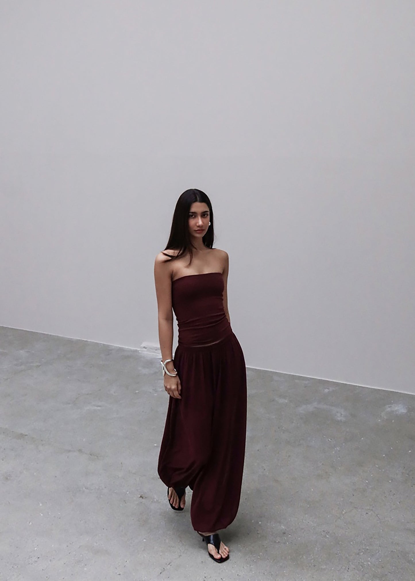 Solrae Fluid Balloon Pants - Burgundy