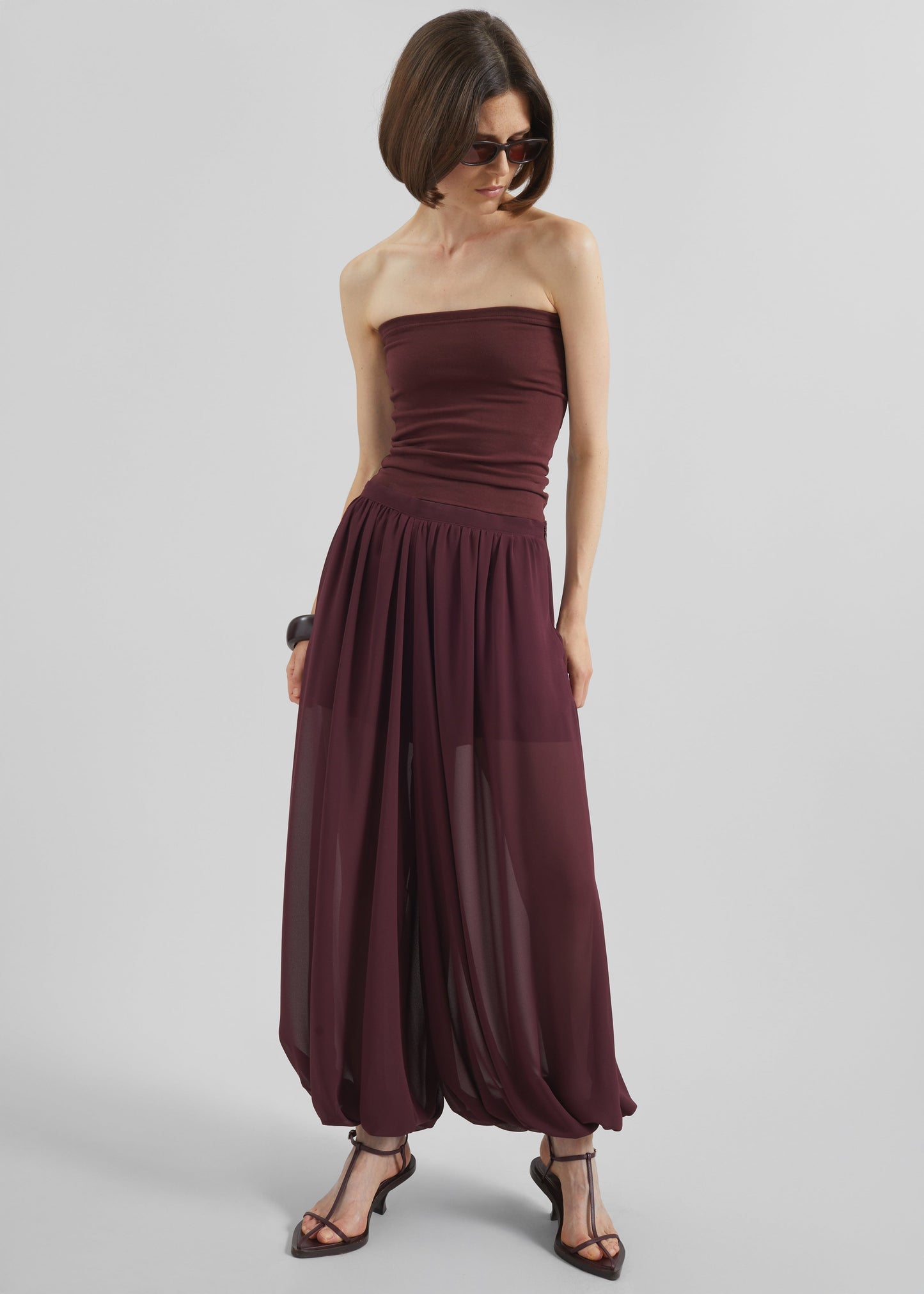 Solrae Fluid Balloon Pants - Burgundy