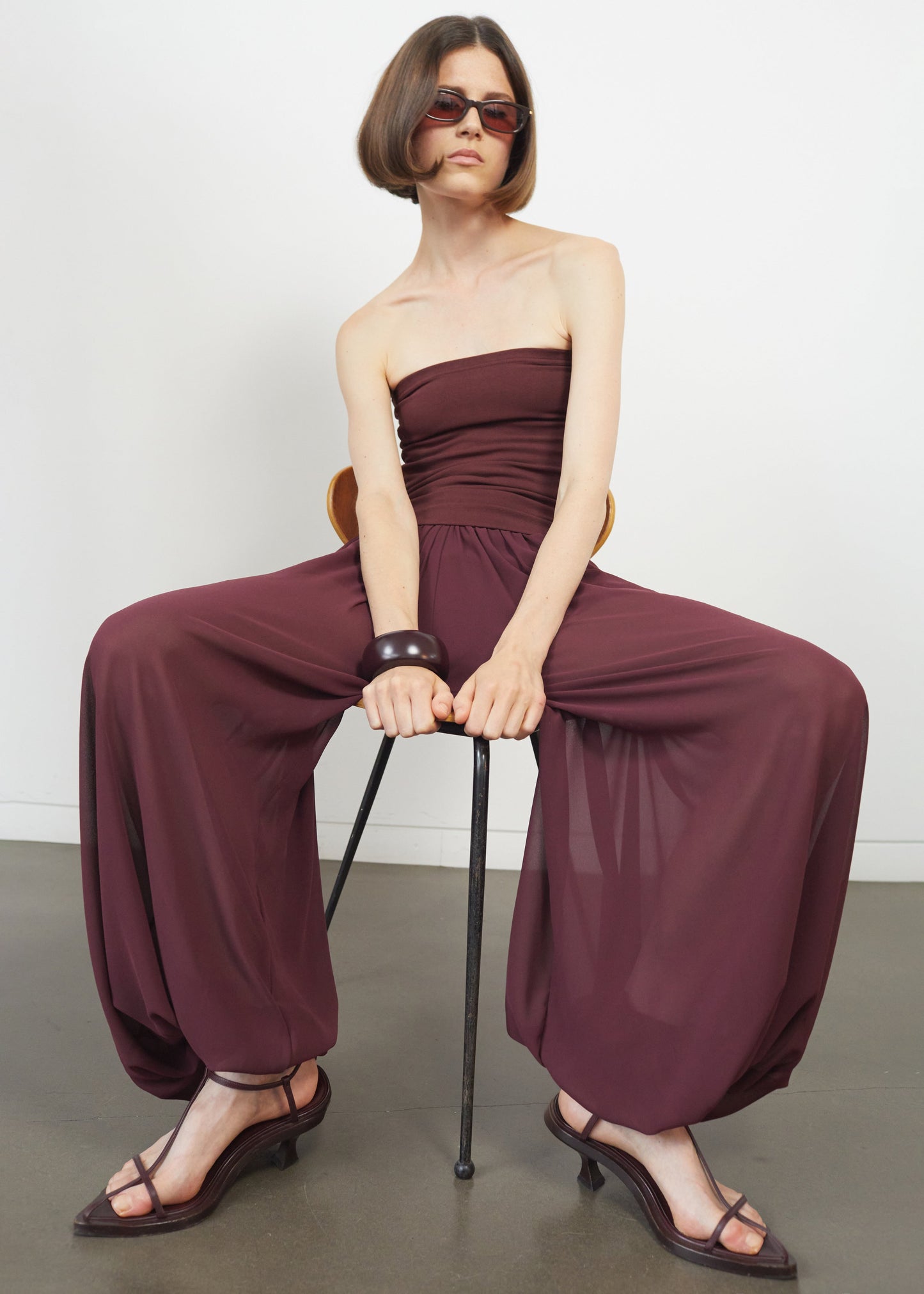 Solrae Fluid Balloon Pants - Burgundy