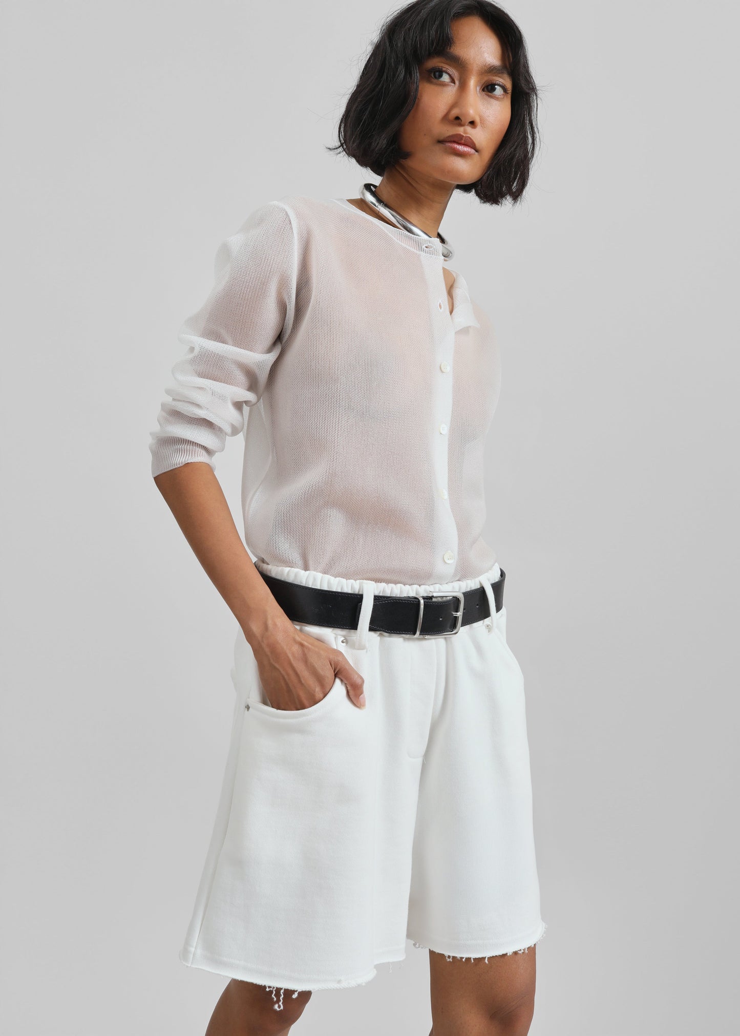 Soria Cotton Shorts - White