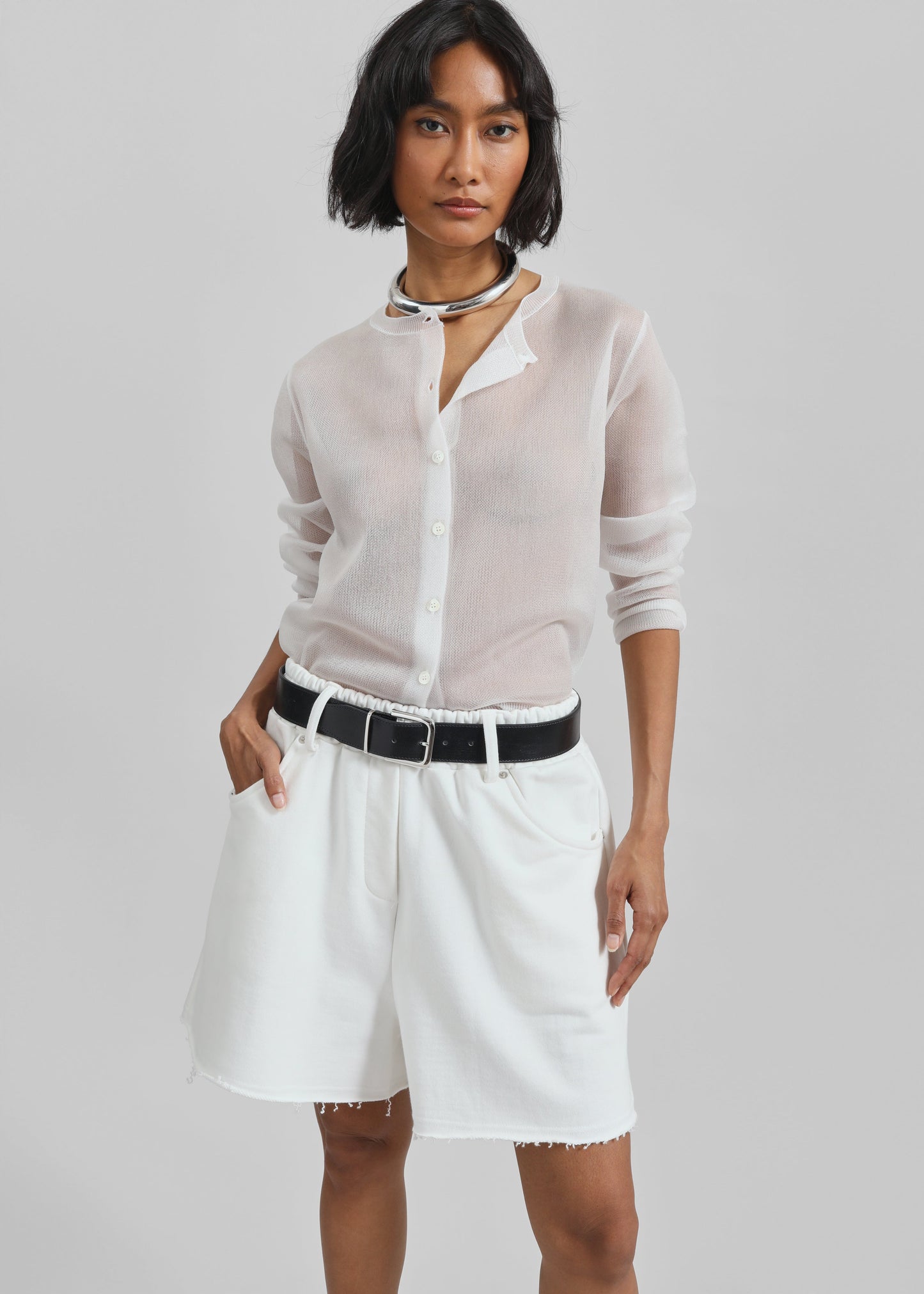 Soria Cotton Shorts - White