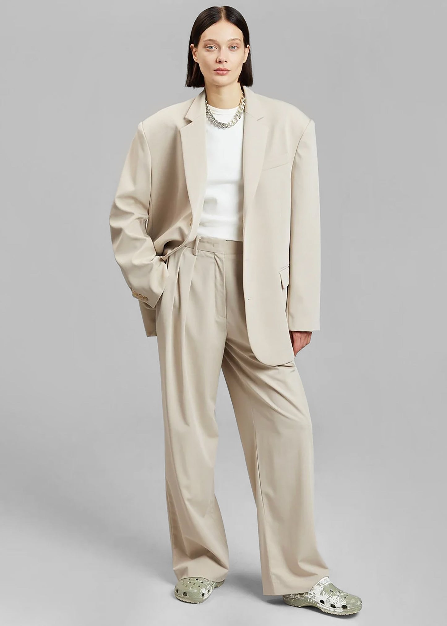 Tansy Pleated Trousers - Beige