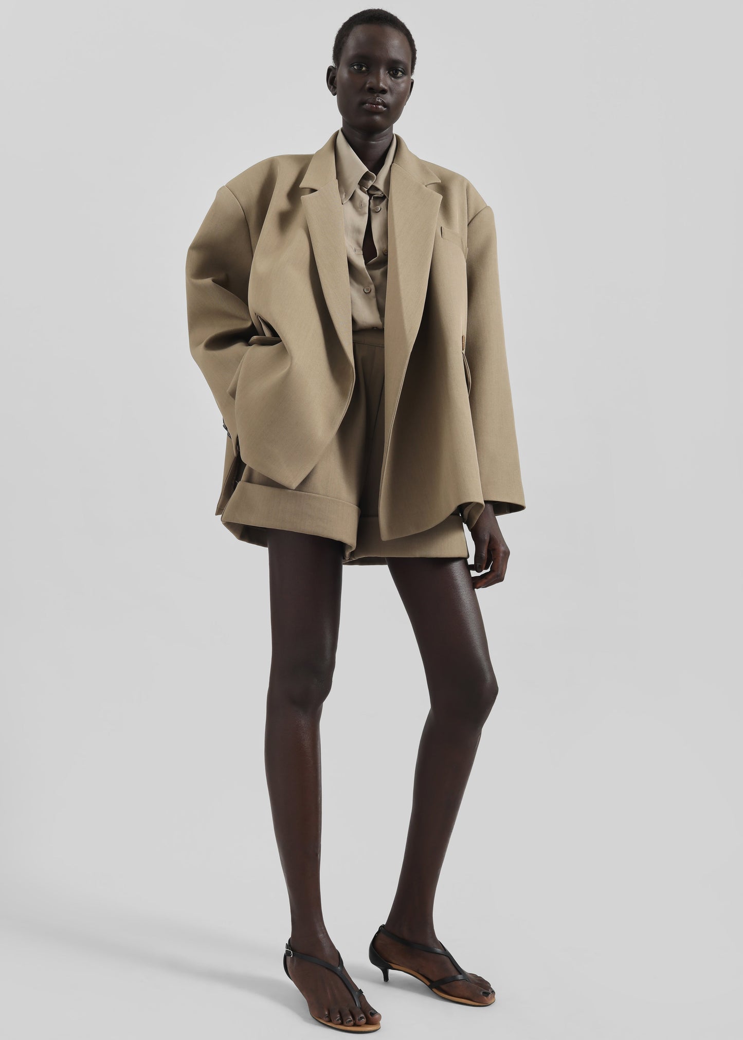 Tolmer Cuffed Shorts - Taupe Melange