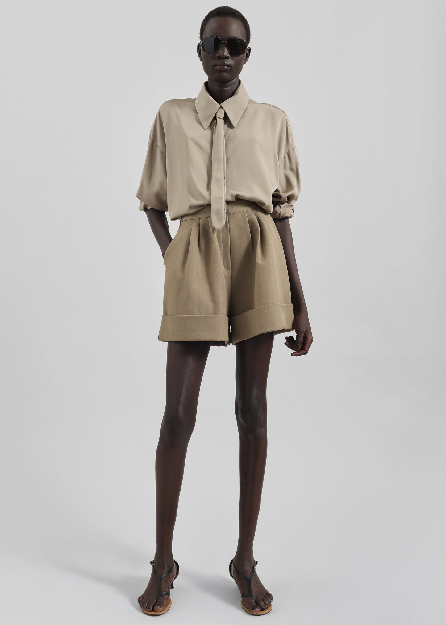 Tolmer Cuffed Shorts - Taupe Melange