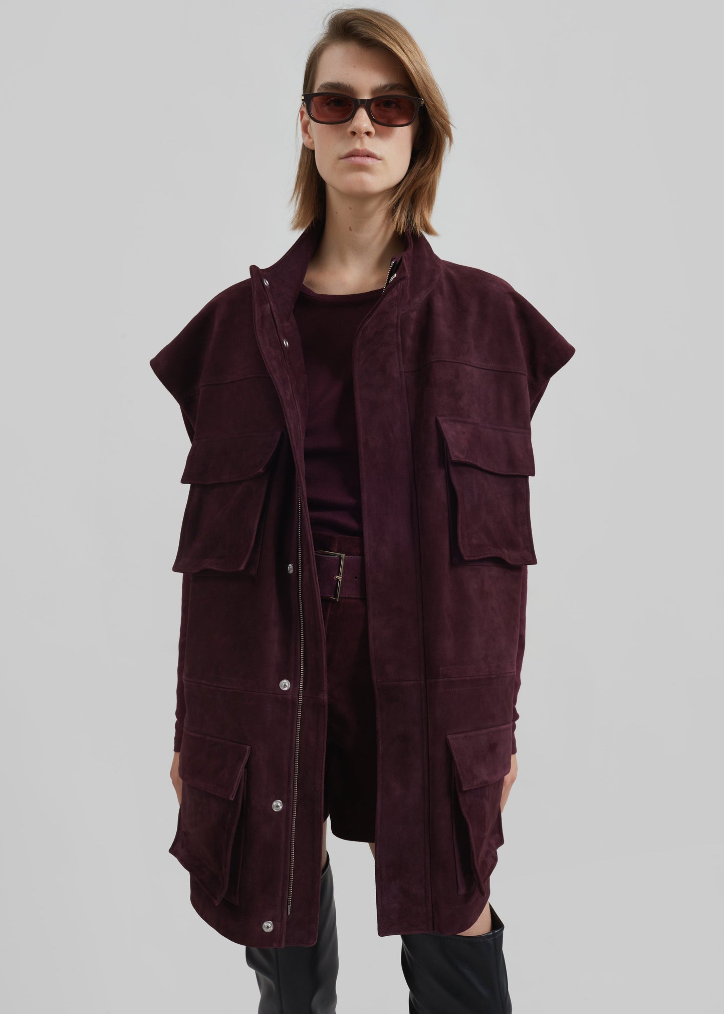 Lise Suede Shorts - Burgundy