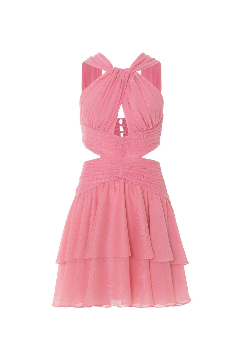 SILK PLISSE ESSENCE HALTERNECK MINI DRESS
