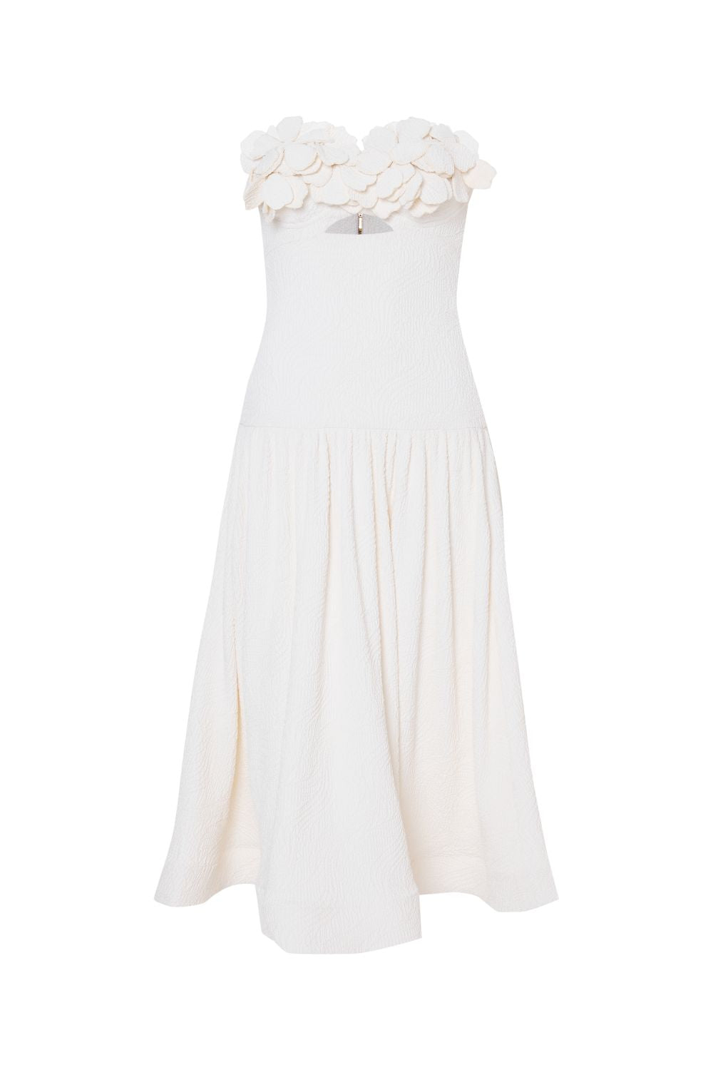 BREEZE JACQUARD FLOWER APPLIQUE MIDI DRESS