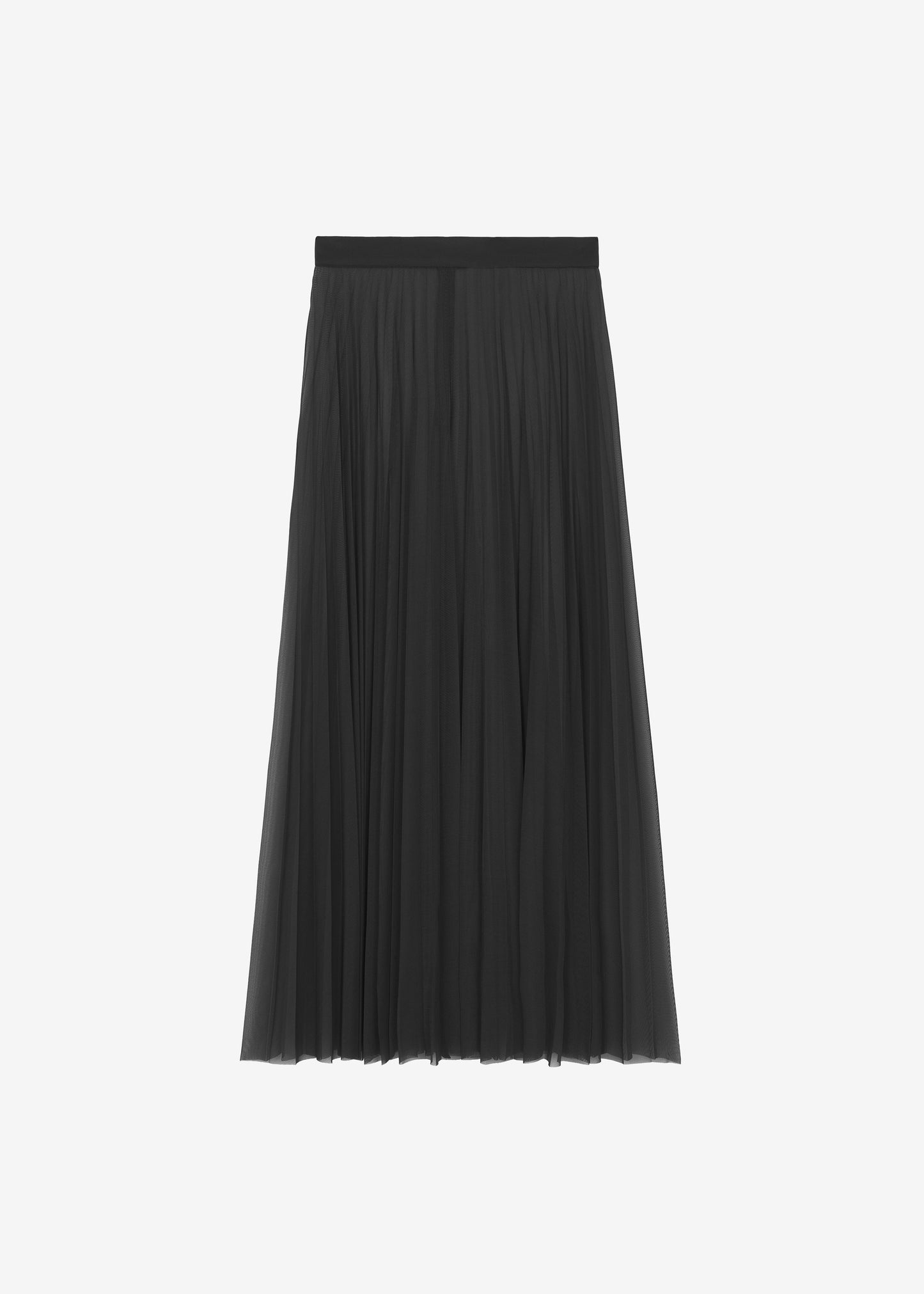 Vallen Pleated Mesh Maxi Skirt - Black