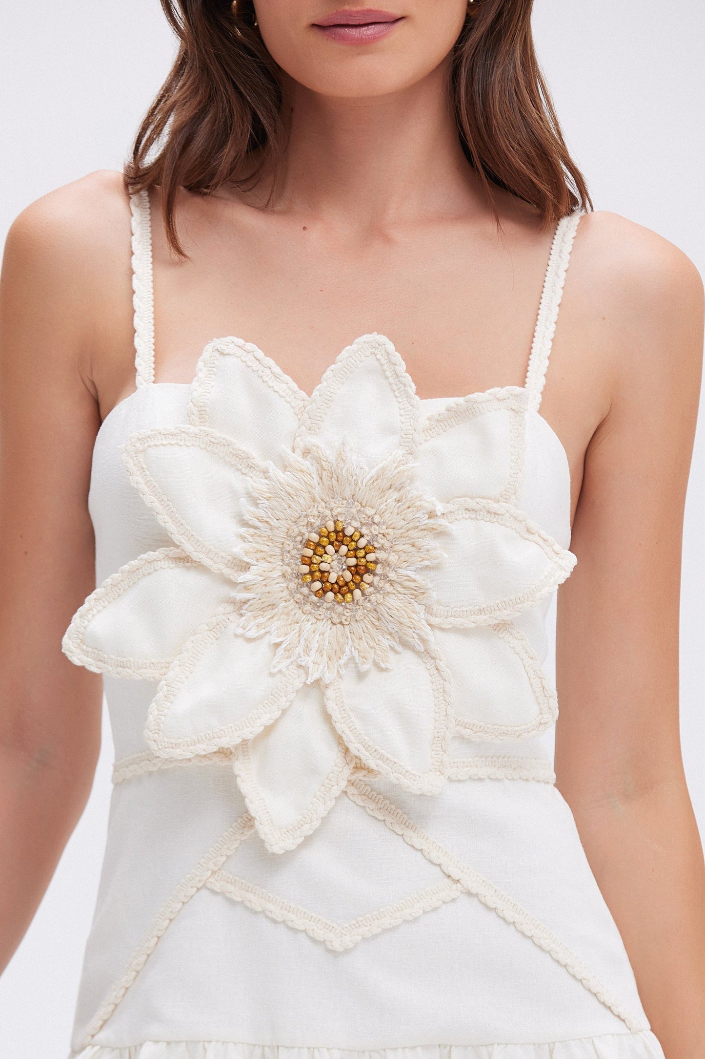TROPIC LINEN FLOWER MINI DRESS