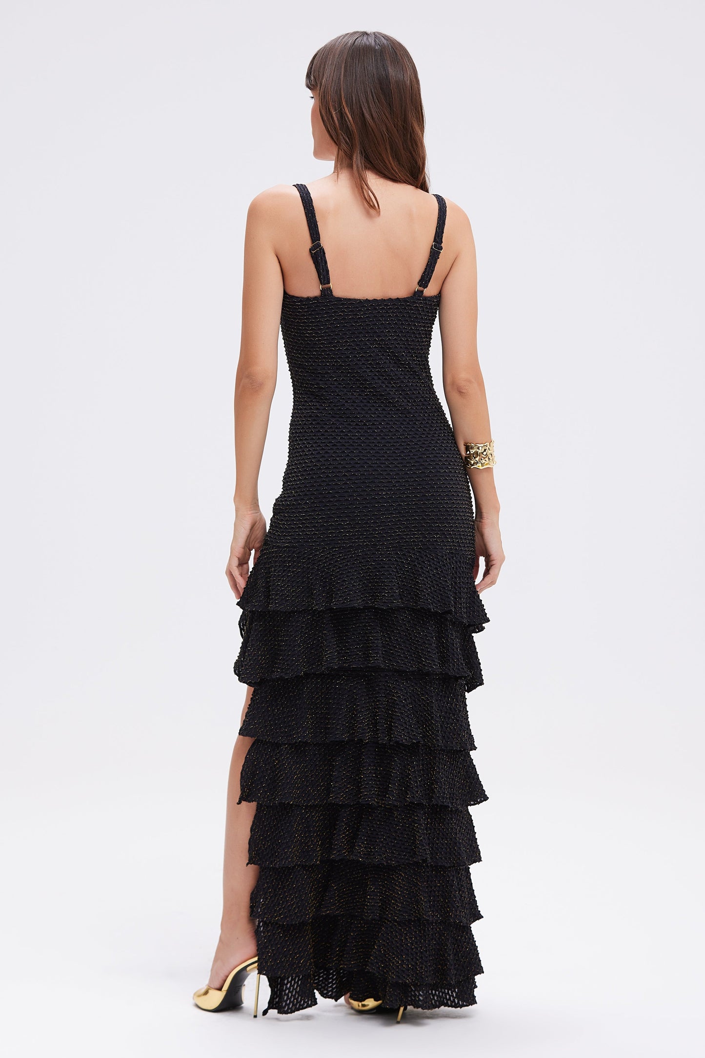 GAVEA MESH FLUTTER MIDI DRESS