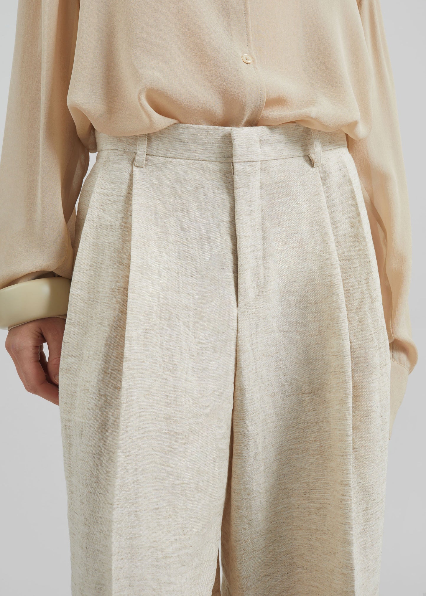 Wendin Pleated Trousers - Beige Melange
