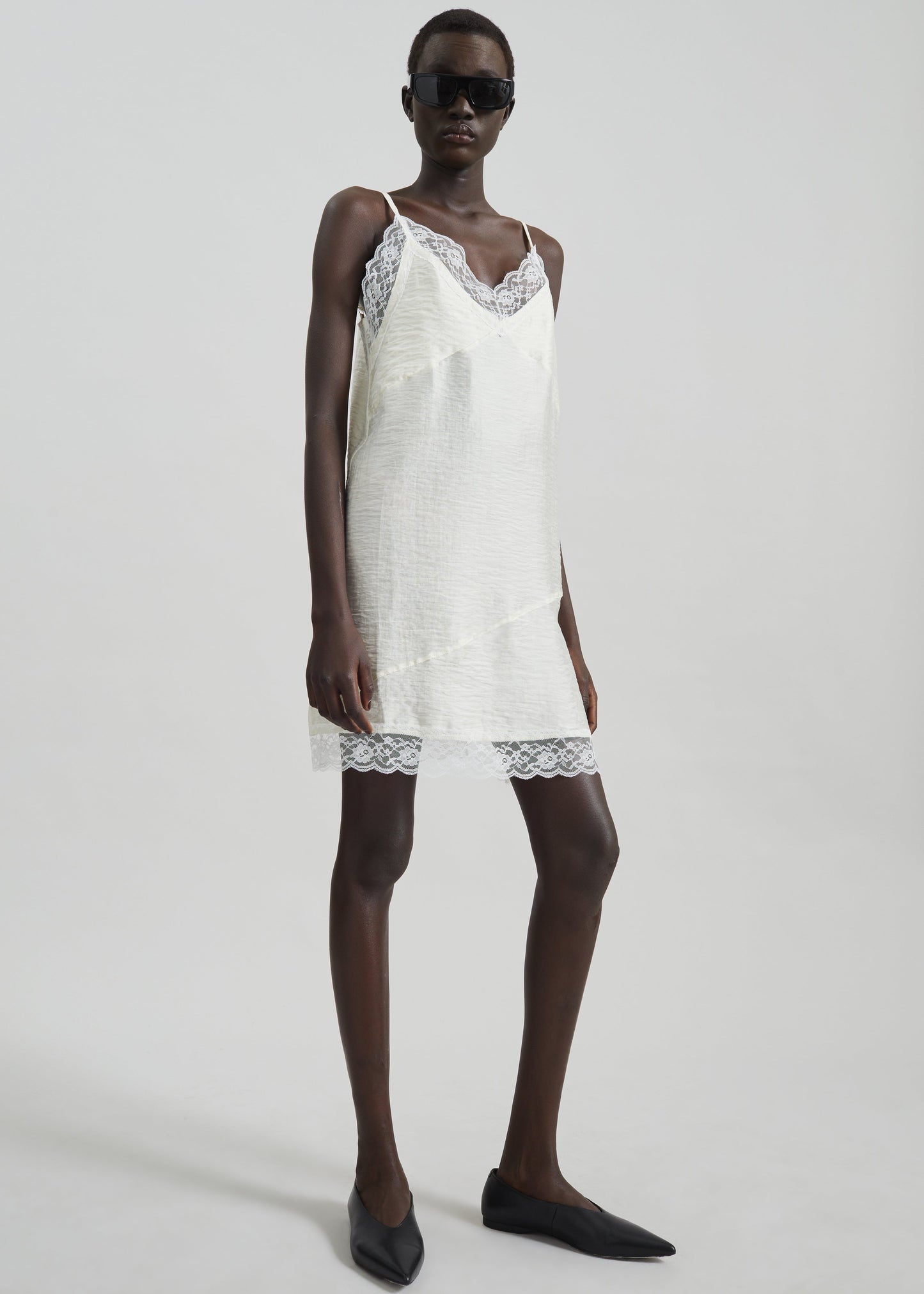 Elvina Lace Trim Slip Dress - Cream