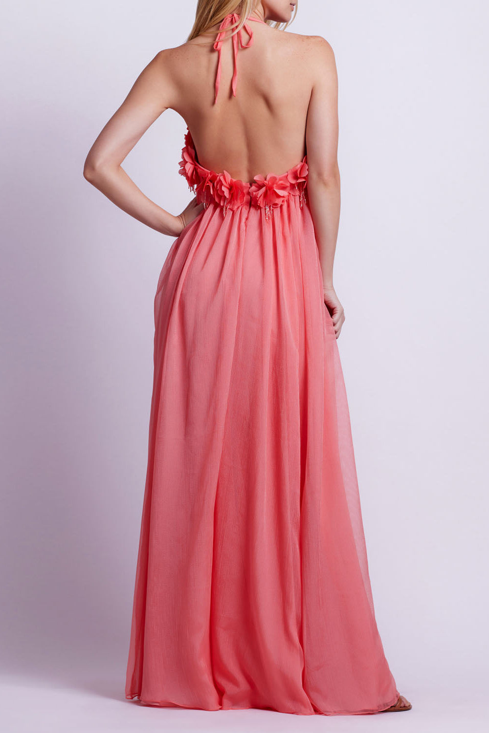Hand-Embroidered 3D Flower Gown