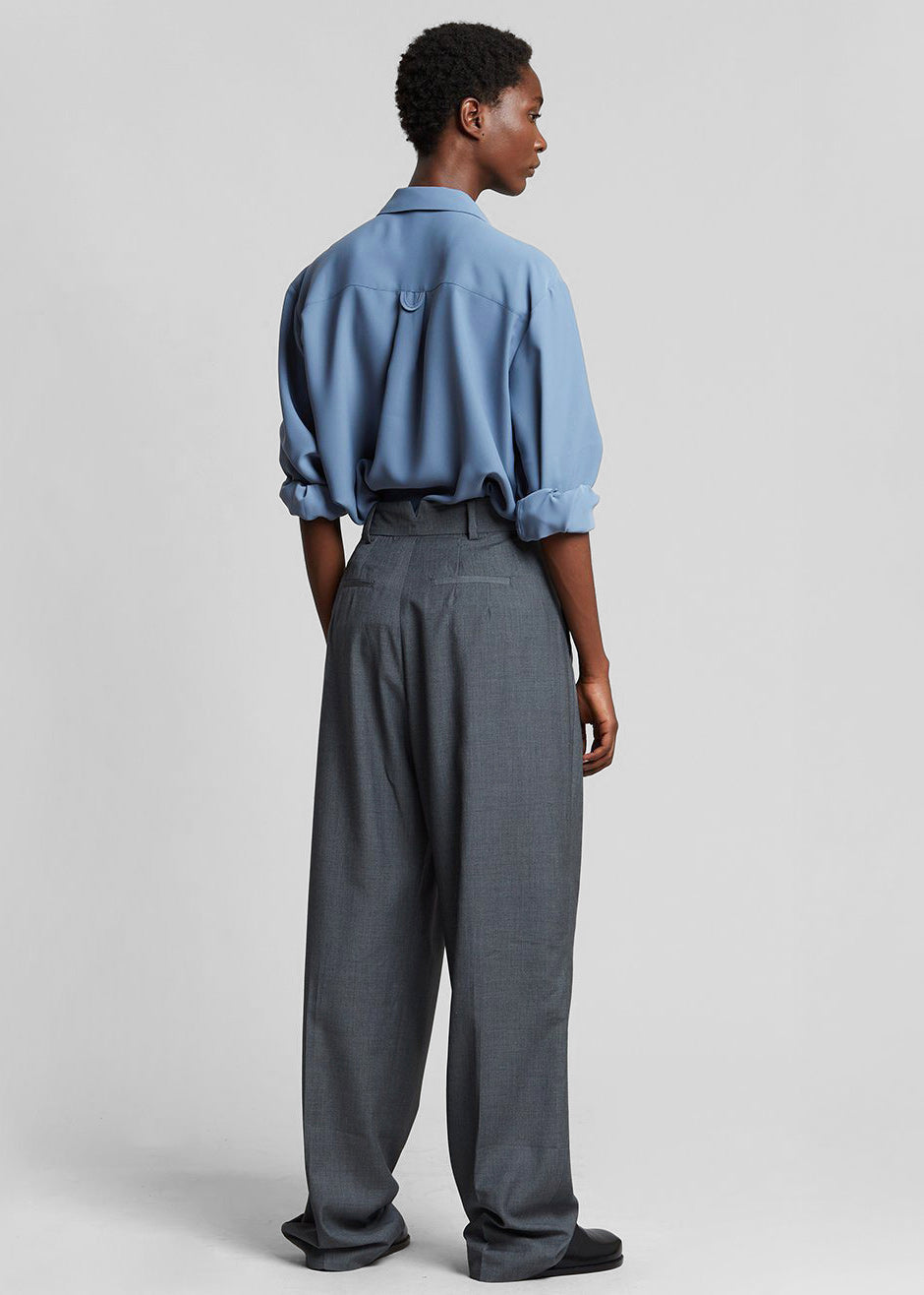 Gelso Pleated Trousers - Dark Grey Melange