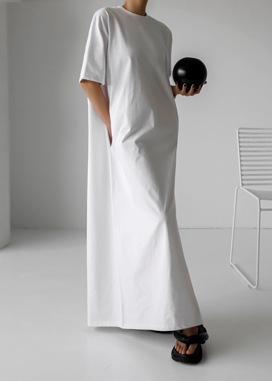 Lou Oversized Tee Dress - Optic White