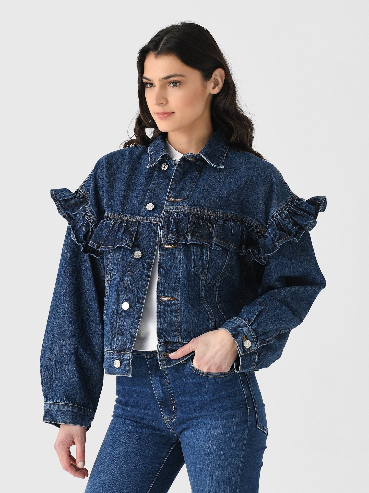 Frame Women's The Ruffle Denim Jacket