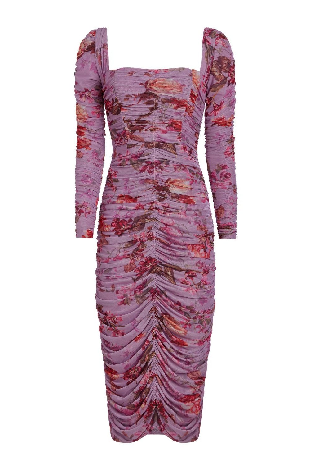 Floral Haze Stretch Tulle Midi Dress