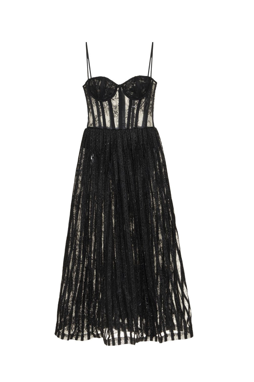 LUREX TULLE BUSTIER MIDI DRESS