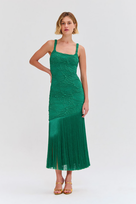 Jacquard Fringe Maxi Dress