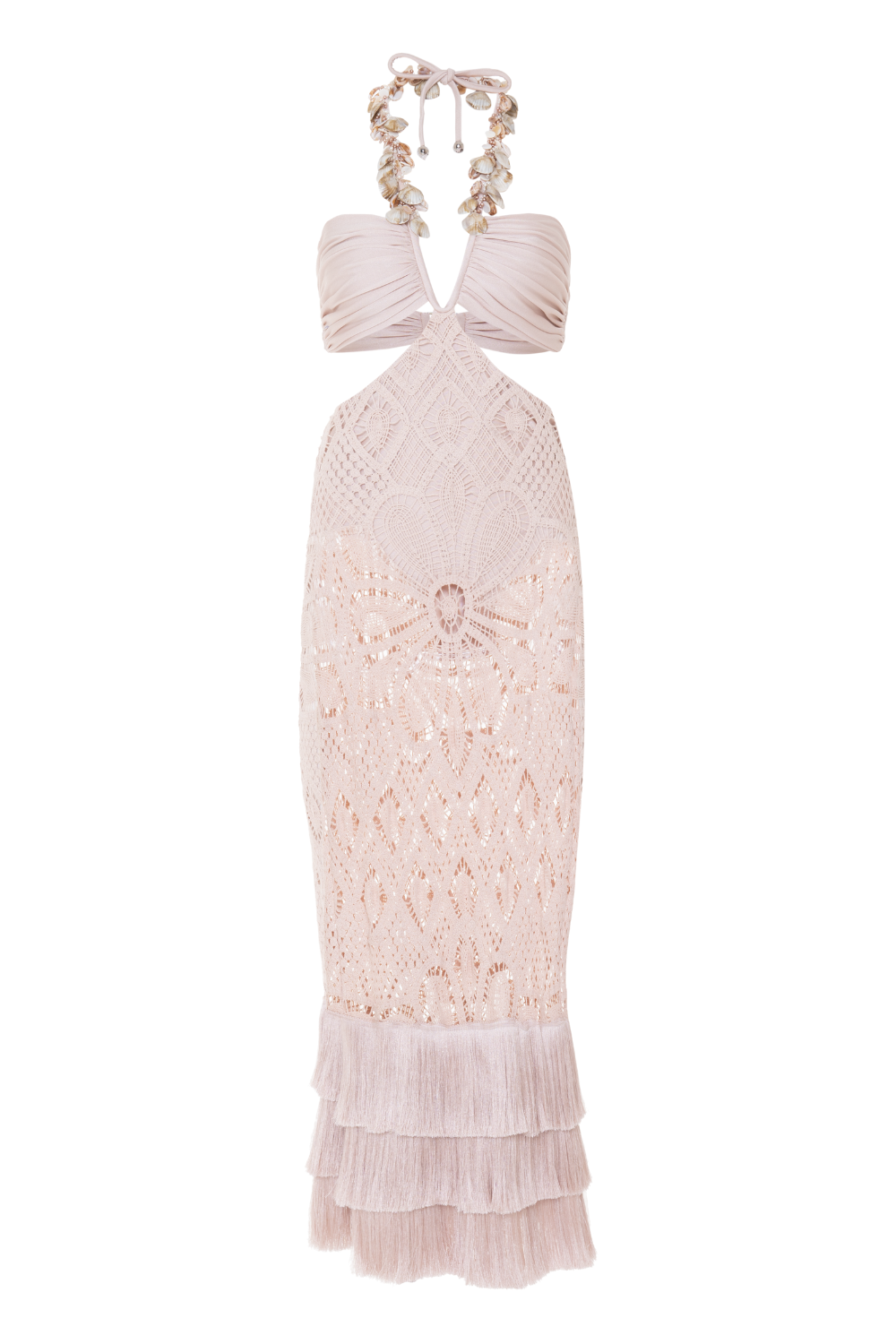 FLOWER CROCHET EMBROIDERED MIDI DRESS