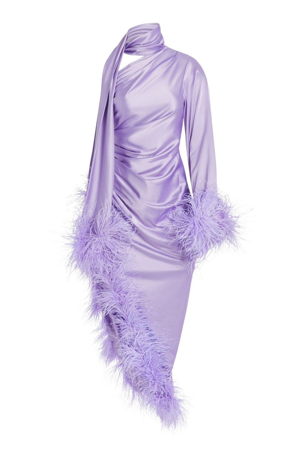 Feather Trim Oscar Dress