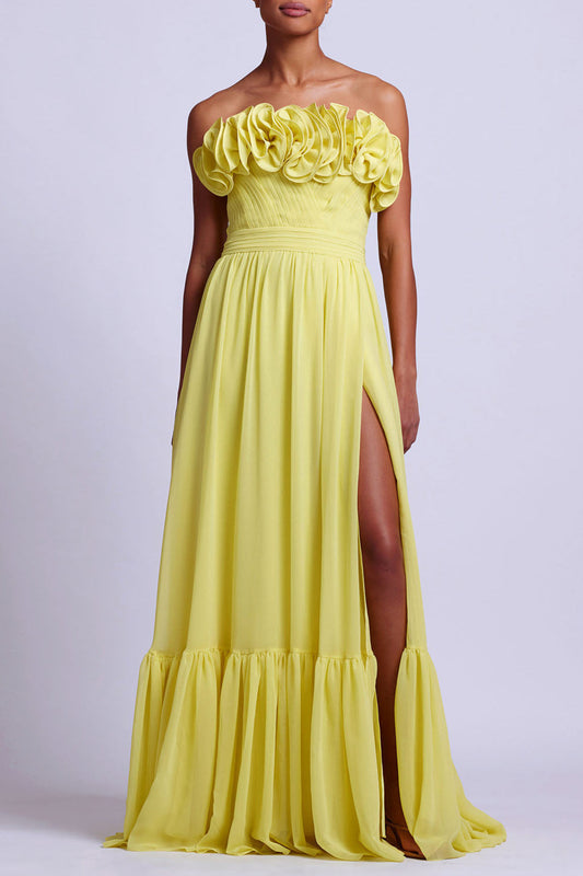 Pleated Strapless Maxi Dress