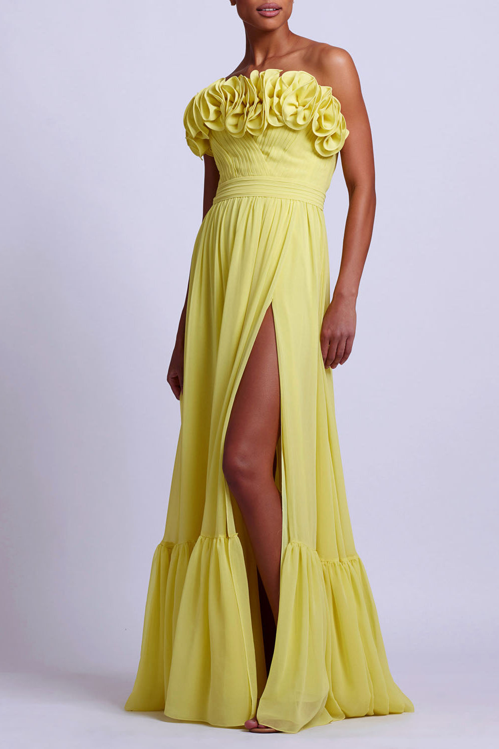 Pleated Strapless Maxi Dress