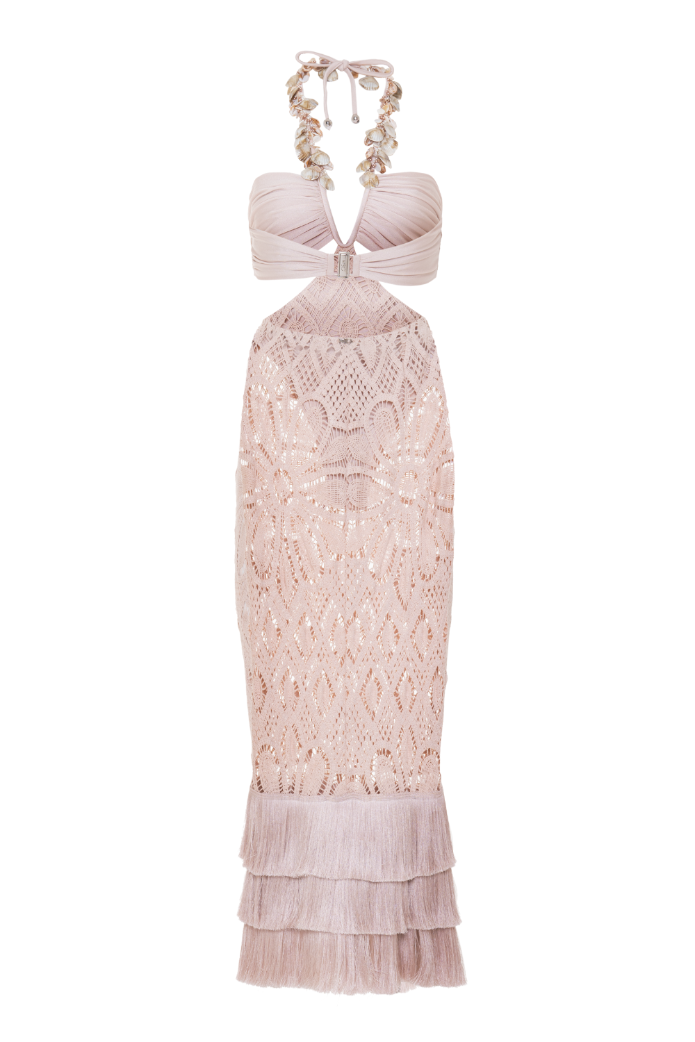 FLOWER CROCHET EMBROIDERED MIDI DRESS