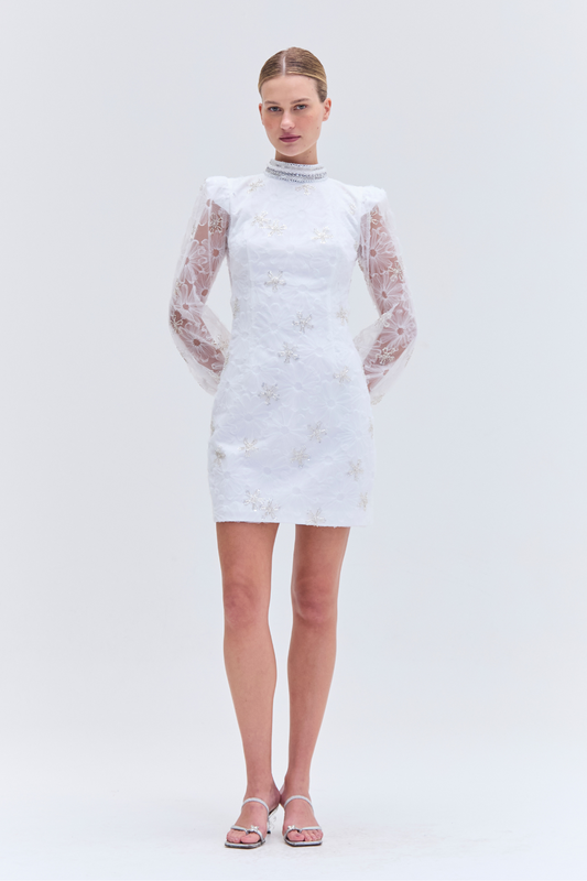 BEADED LACE MINI DRESS