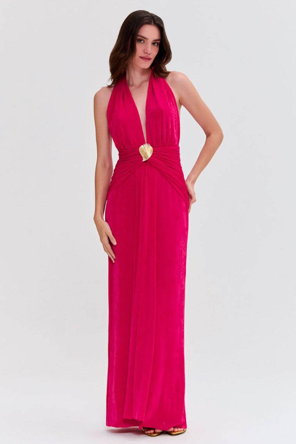 RADIANT JERSEY HALTERNECK GOWN
