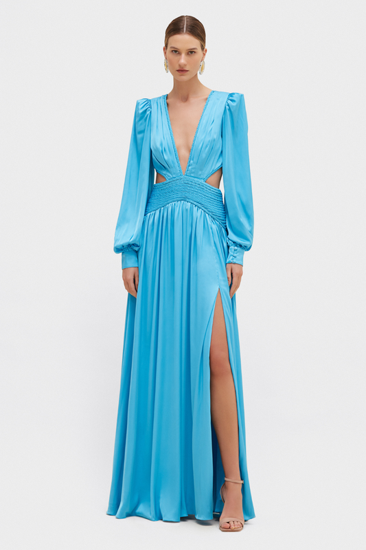 SATIN SUNSET LONG SLEEVE GOWN