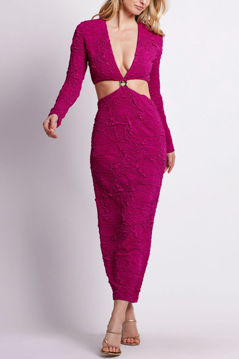 Jacquard Cut-Out Maxi Dress